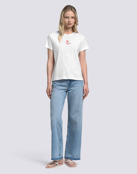 T-SHIRT POUR FEMME AVEC IBISCO BRODÉ ET IMPRIMÉ