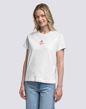 T-SHIRT POUR FEMME AVEC IBISCO BRODÉ ET IMPRIMÉ