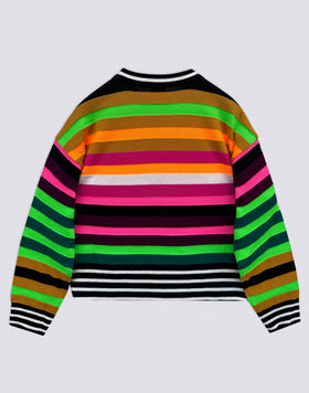 MAGLIONE DONNA GIROCOLLO MULTICOLOR RIGATO