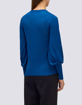 WOMEN'S CREW NECK WOOL SWEATER WITH NARROW SLEEVES