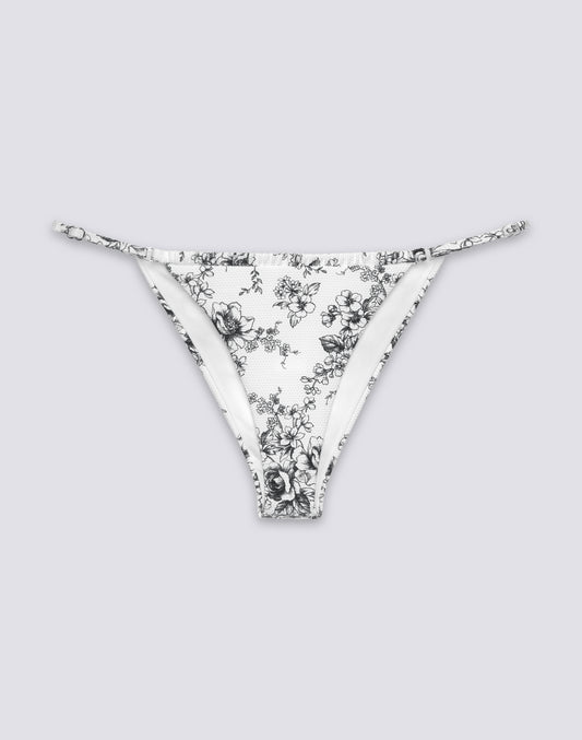 KERR - SLIP DE BIKINI À COUPE ÉCLAIRÉE AVEC LACETS RÉGLABLES MOTIF ROSE DE JOIE