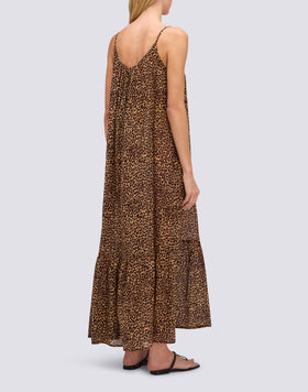 ROBE LONGUE POUR FEMME EN VOILE DE COTON ANIMALIER