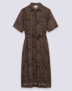 ROBE CHEMISIER FEMME ANIMALIER AVEC CEINTURE AMOVIBLE