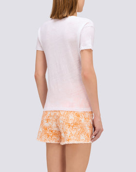 HALF-SLEEVED LINEN T-SHIRT