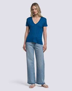 T-SHIRT FEMME À MANCHES COURTES EN LIN