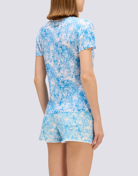SHORT SLEEVE LINEN T-SHIRT WITH FLEUR DE JOIE PRINT