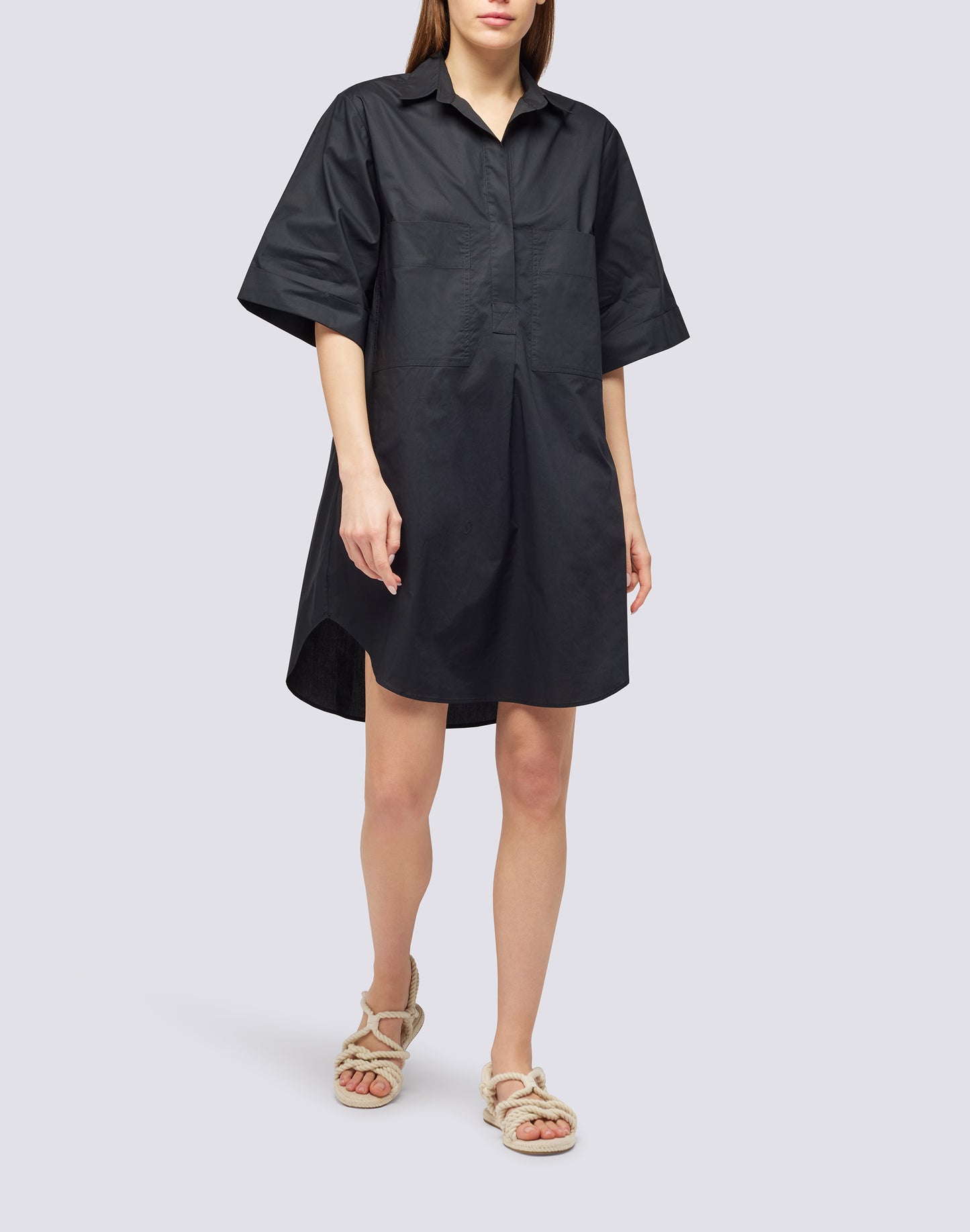 SHORT POPLIN SHIRT DRESS