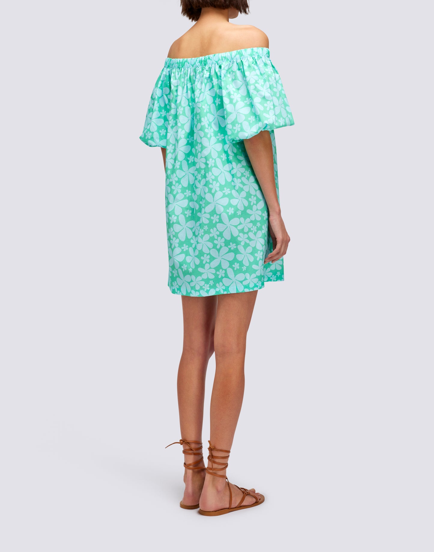 ROLLING FLOWER PRINT POPLIN DRESS