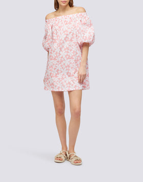 ROBE EN POPELINE IMPRIMÉ FLEURS ROULANTES
