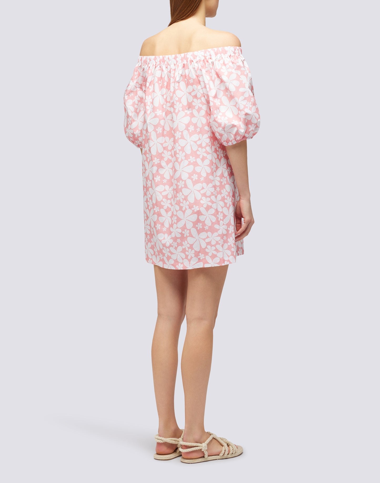 ROLLING FLOWER PRINT POPLIN DRESS