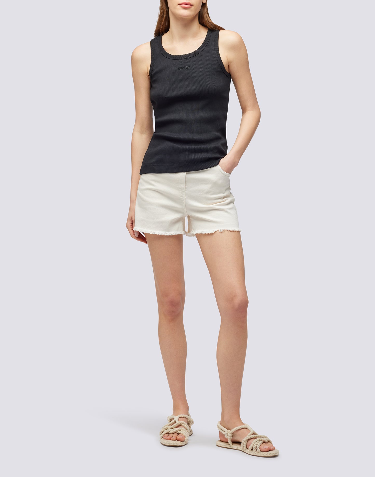 RIBBED TANK TOP WITH EMBROIDERED LOGO