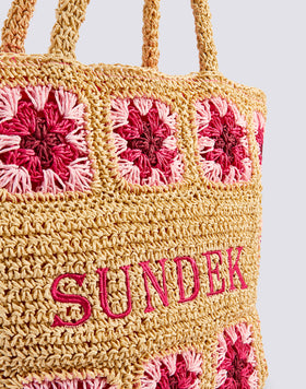 TERRA - SAC EN PAILLE EN PAPIER AVEC LOGO BRODÉ