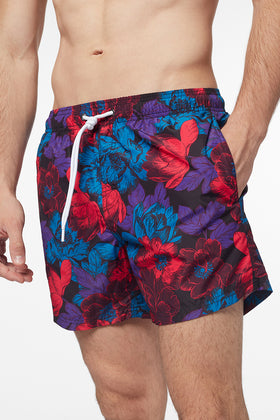 SHORT DE BAIN COURT TAILLE ÉLASTIQUE IMPRIMÉ VIOLET