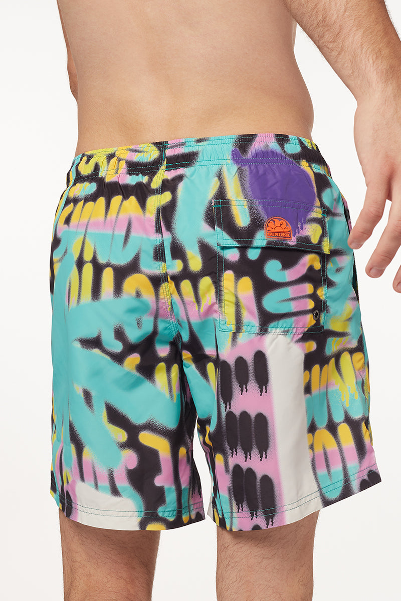 SPRAY PALM PRINT BOARDSHORT