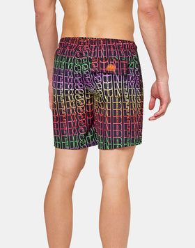 BAÑADOR DE LARGO MEDIO CON ESTAMPADO RAINBOW WRITING