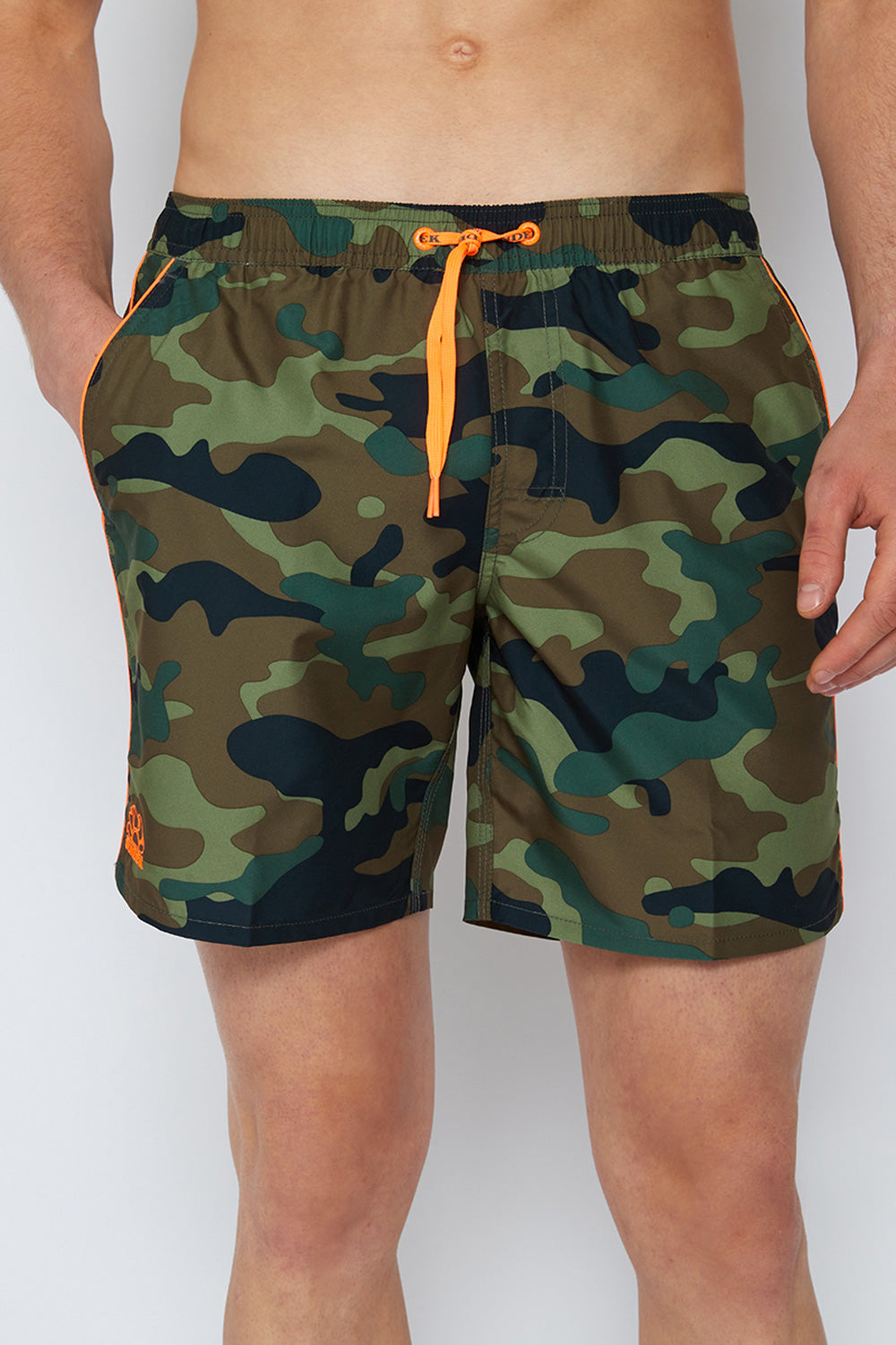 SHORT DE BAIN STRETCH MOYEN AVEC IMPRIMÉ CAMOU