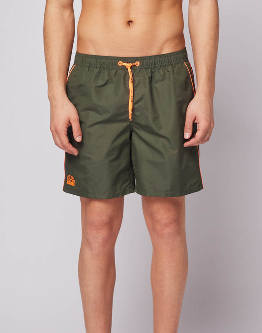 ICONIC TAFFETA STRETCH WAIST MID-LENGTH SWIM TRUNKS