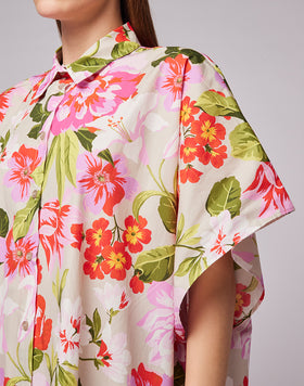 CAMICIA OVER IN COTONE CON STAMPA FLOREALE