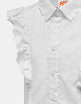 CAMICIA SMANICATA IN POPELINE DI COTONE